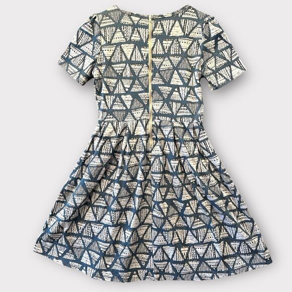 LulaRoe Triangle Print A line fit flare Size XL dress Pockets Zipper Modest - Picture 2 of 15